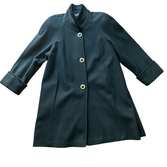Vintage Jofeld DeBall Black Wool Blend Coat Jacket Velvet Stand up Collar USA - Picture 1 of 6